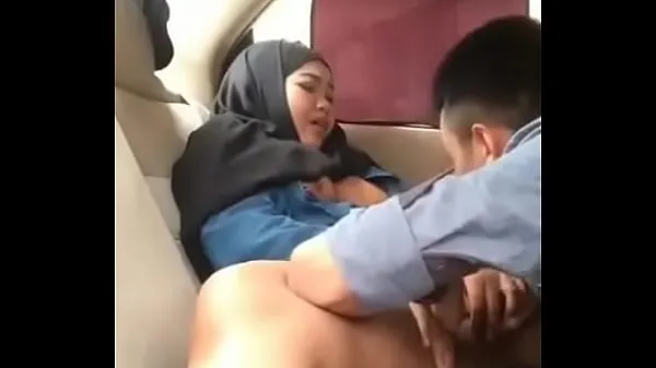 New Hijab girl in car with boyfriend cool Clips