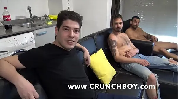 New the gang bang of DAMIEN CROSSE with his friends for Crunchboy cool Clips