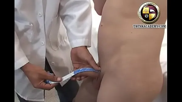 New Uncircumcised latino twink has his hardon measured by the doctor during his physical exam cool Clips