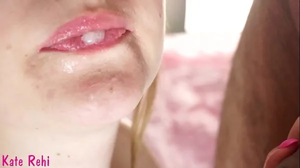 New Sucking dick close-up, cum on tongue cool Clips