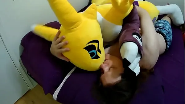New Kissing and cuddling giant Renamon plush cool Clips