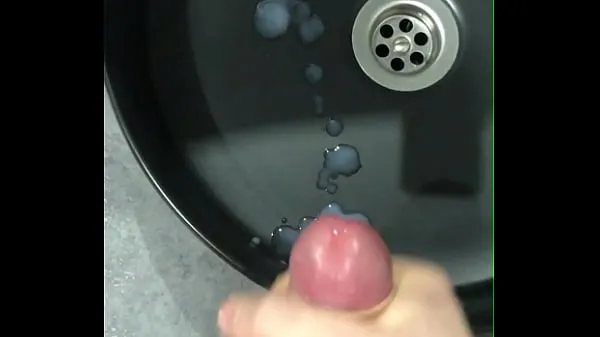 New Jerking off a BIG dick in the bathroom! Finished with moans! Lots of CUM! Muscular straight guy cool Clips