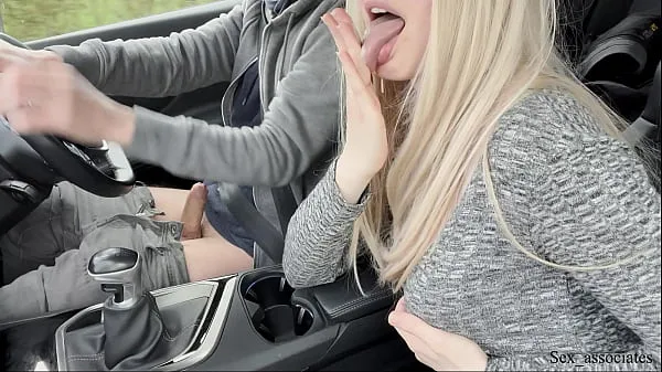 New Amazing handjob while driving!! Huge load. Cum eating. Cum play cool Clips