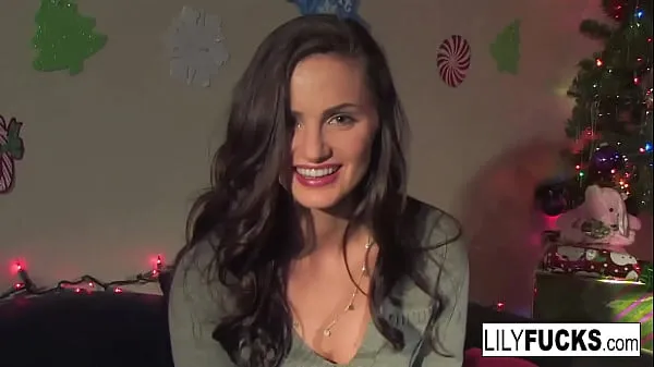 New Lily tells us her horny Christmas wishes before satisfying herself in both holes cool Clips